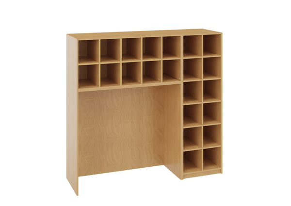 Schrank für Stapelliegen mit Fächer oben + rechts, Farbe wählbar