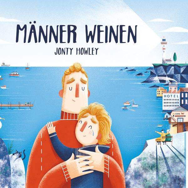 illustration, Buchumschlag, Paar umarmt, Meer, Küstenlandschaft