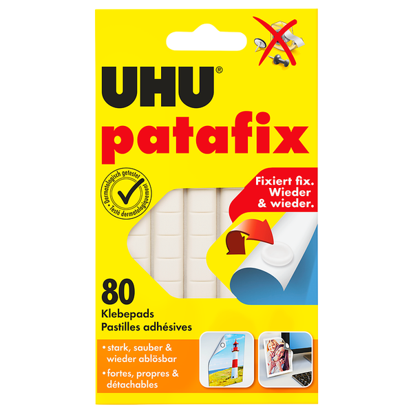 UHU Klebepad patafix, 10x10 mm, 80 Stück