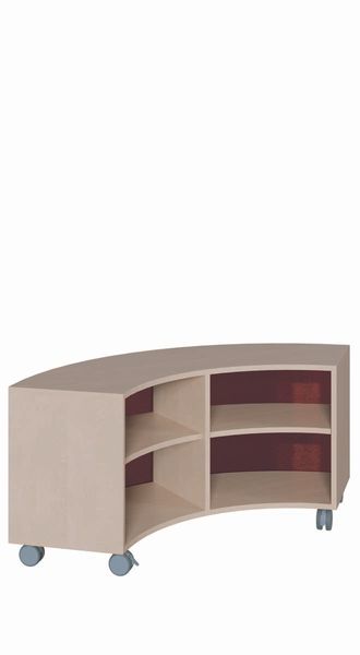 Viertelkreisschränke mit Plexiglasrückwand (B/H/T: 140 x 60 x 57 cm)