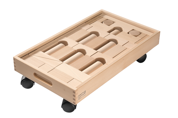 BRUDERHAUS DIAKONIE Holzbausteinwagen mit 194 Fröbelbausteinen (50 mm) BRUDERHAUS DIAKONIE Holzbausteinwagen mit 194 Fröbelbausteinen (50 mm)