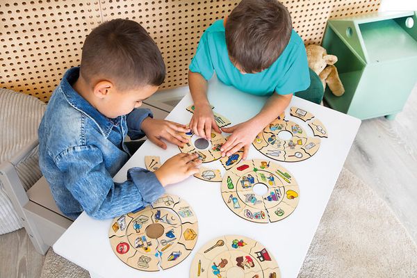 spielzeug, lernspiel, puzzle, rundpuzzle, kinder