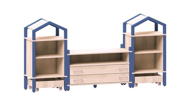 holzregal, regal system, mit schubladen, unterbau, regal gruppe