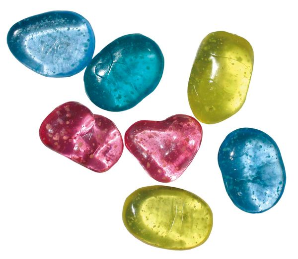 haribo?, gummi, steine, herzen, glitzerfarben