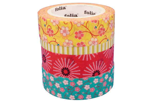FOLIA Washi Tape, Flower Power, 4x10m, 4 Rollen