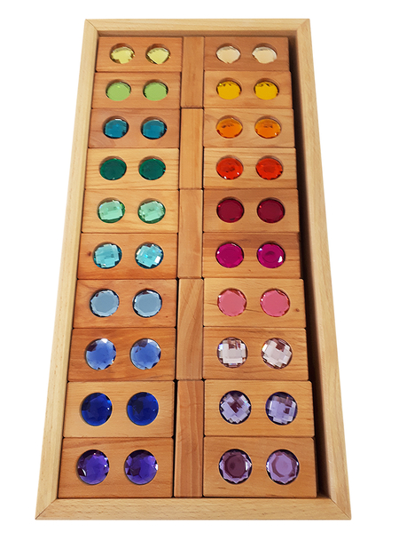 Holzbox, Perlen, Farbsteine, Mischung, Kreisscheiben