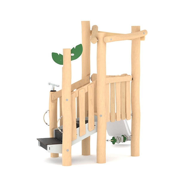 Holzspielhaus, Kinderspielhaus, Klettergerüst, Schaukel, Tagsanpassung