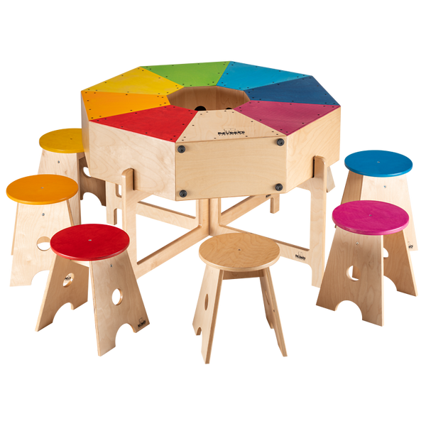 Holzstuhl, Kinderstuhl, Spieltisch, Rundtisch, Bunt