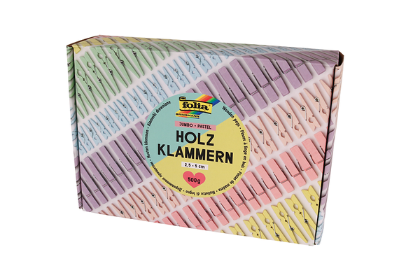 FOLIA Holzklammern, 2,5-5 cm, Großpackung, 480 Stück, Farbe wählbar