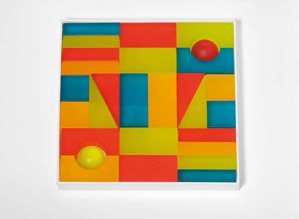 abstrakte Kunst, geometrische Formen, Farbblöcke, Rot Gelb Blau, Kunst aus Platte