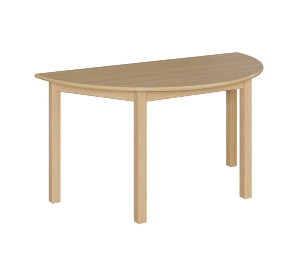 Halbrundtisch, 140x70 cm, Dekor Buche, Zarge, Tischbeine aus Holz