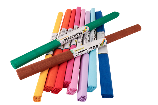 Krepppapier, 50x250cm, 10 Rollen, farbfest, farbig sortiert