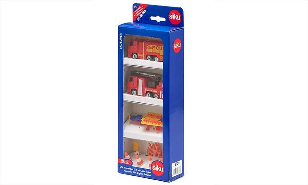 SIKU Geschenkset Feuerwehr, 3 Spielfahrzeuge inkl. Zubehör, ab 3 Jahre