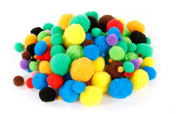 Pom-poms, Pompon, Bunte Pompons, Filzpompons, Kunstmaterial