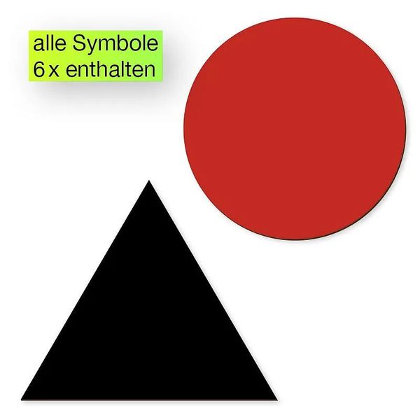 geometrische Formen, rote Kreis, schwarzes Dreieck, Formensymbol, Kinderform