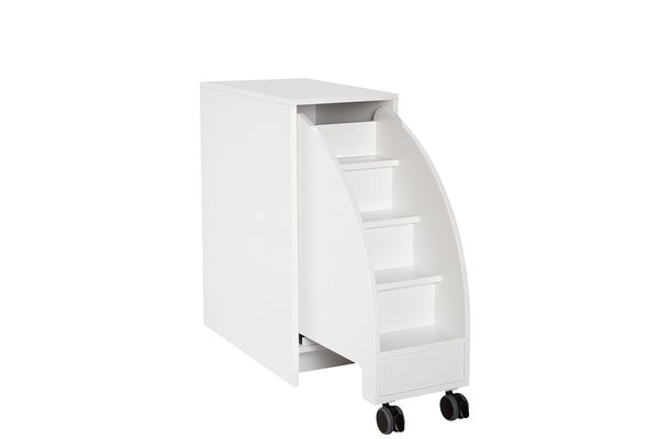 Stehladentab, mobiler Schrank, Aufbewahrungstrolley, weißer Schrank, Schubladen-Schrank