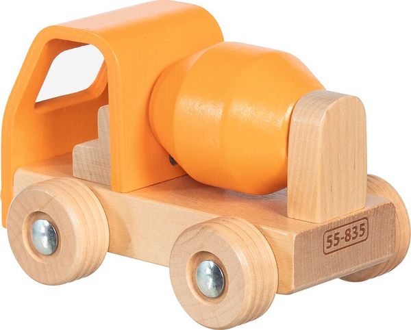 Holz-Spielzeug, Bauauto, Orangene Zementmischer, Kinder Spielzeug, fahrendes Fahrzeug
