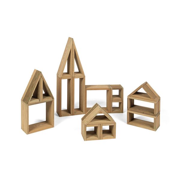 holzspielzeug, holzbausteine, konstruktionsspielzeug, hausformen, bausteine-set