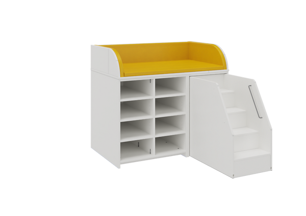 Wickelkommode mit 2 x 3 Einlegeböden und Treppe, 125 cm breite