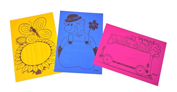 poster, Kinderkunst, Busdesign, Blumenmotiv, Gelb Blau Rosa