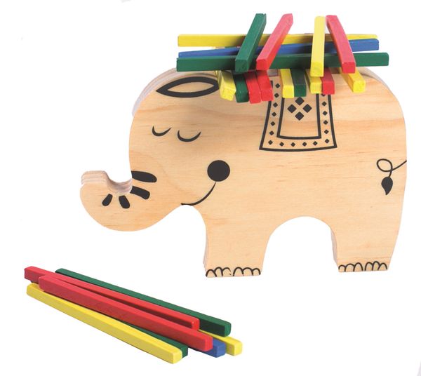Holzspielzeug, Elefant, Wäscheklammern, Bunte Stäbchen, Kreatives Spielzeug