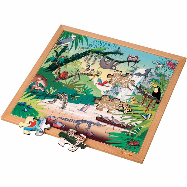 jigsaw puzzle, tierwelt, dschungel, tiere, holzrahmen