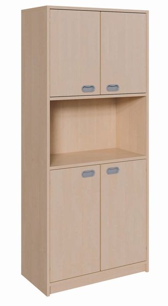 Küchenschrank, Aufbewahrungsschrank, Holzschrank, helles Holz, offenes Fach