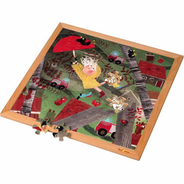 Puzzle, Jigsaw, Kinder, Holzrahmen, Wald