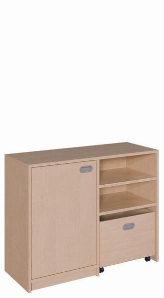 regal, schrank, holz, kombischrank, rollen