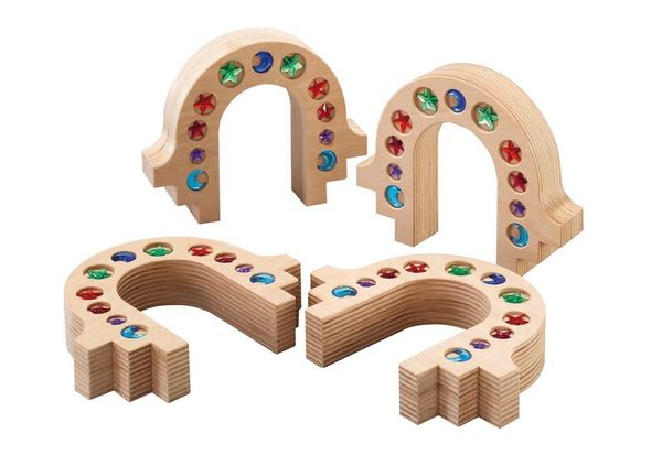 Holzspielzeug, Stempelsteine, Bunt, Kunststofffrei, Kletterbogen