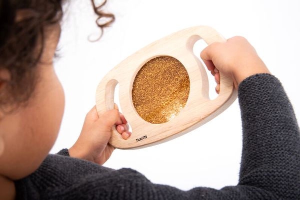 Handglitzertafel mit Holzrahmen, 3-teiliges Set, ab 12 Monate Handglitzertafel mit Holzrahmen, 3-teiliges Set, ab 12 Monate