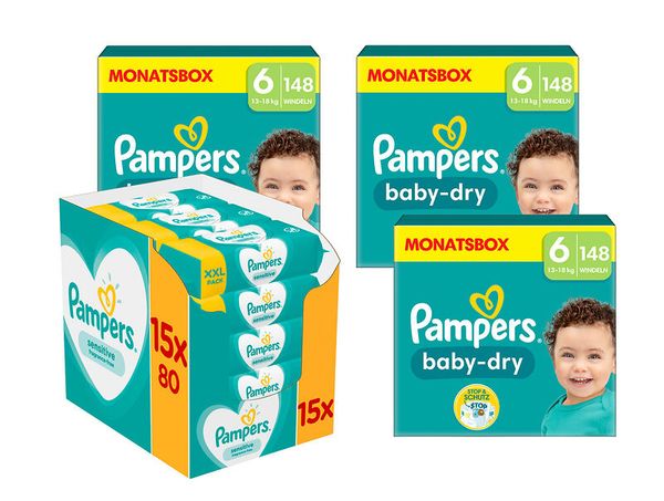 Pampers, Baby-Dry, Windeln, Nachtelton, Monatsbox
