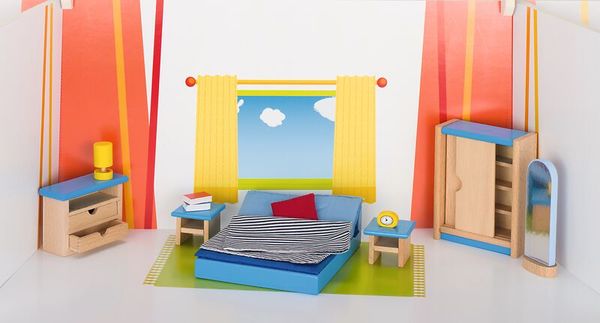 Kinderzimmer, Miniaturzimmer, Spielzeugbett, Möbel-Set, Holzspielzeug
