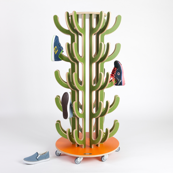  Schuhständer,  mobiler Ständer,  Holzzubehör,  Basis mit Rädern,  grün orange