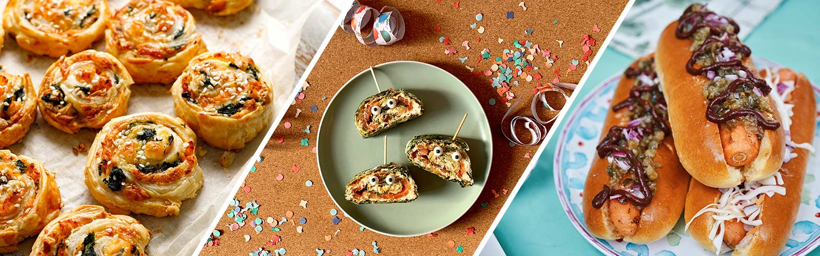 Essen auf dem Sommerfest: Pizzaschnecken, Kuchen und Hotdog