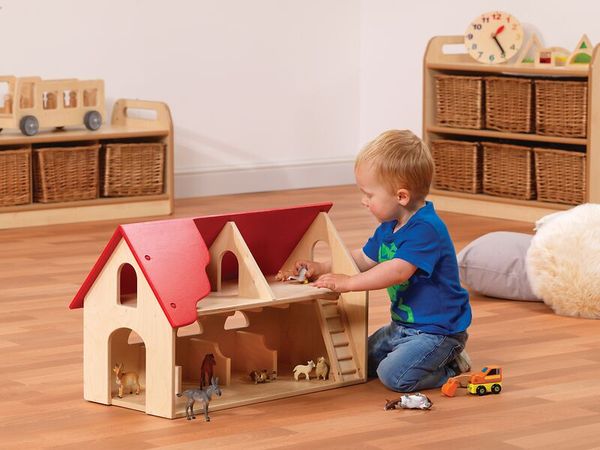 Holzspielhaus, Holzspielzeug, Tierfiguren, Puppenhaus, Kinderspielzeug