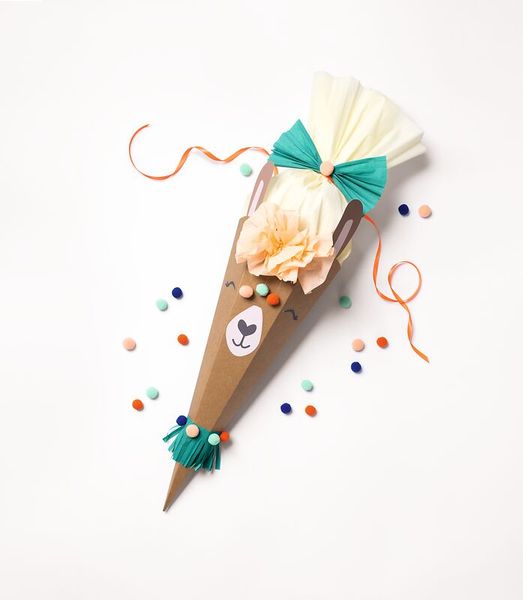 FOLIA Schultüten-Bastelset "Löwe/Lama/Faultier“, aus Kraftkarton, 68 cm, 1 Set
