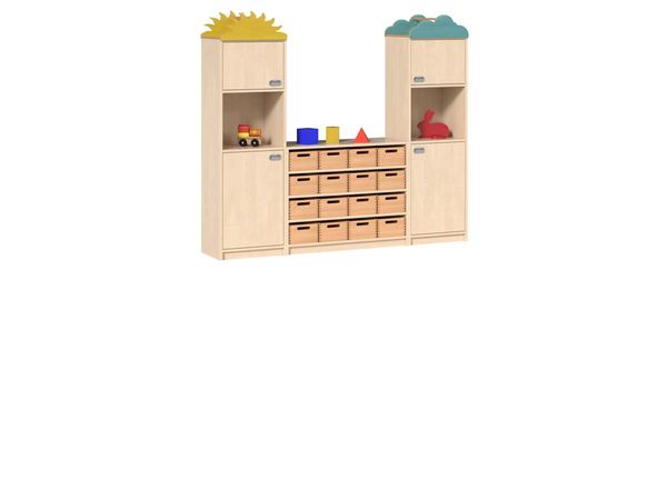 Kinderspielzeug, Holzregal, Aufbewahrungsschrank, Holzkommode, Spielzeugorganisation