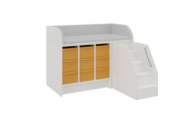 Wickelkommode mit Treppe und 9 Boxen, 145 cm breit 