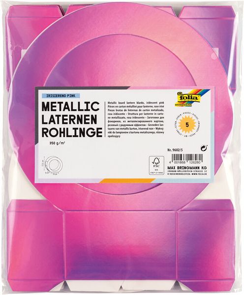 FOLIA Laternen-Rohlinge aus Metallic-Karton, 5 Stück, Farbe wählbar