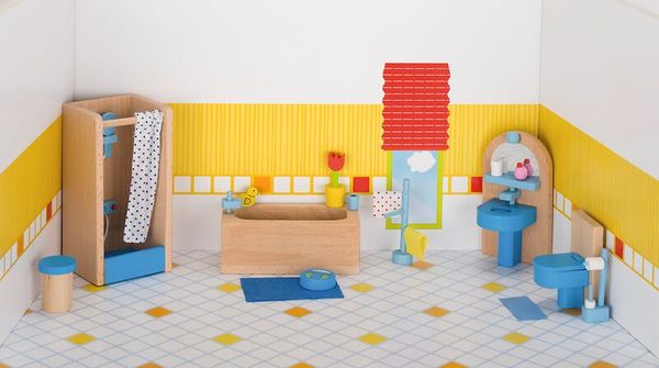 Miniatur, Puppenhaus, Badezimmer, Holz, Spielzeug