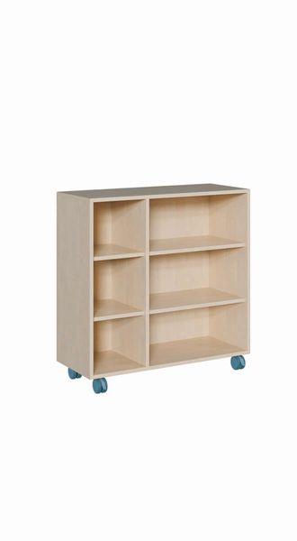 Regal fahrbar mit Mittelwand, je Seite 2 Einlegeböden (B/H/T: 105 x 82,5 x 40 cm)