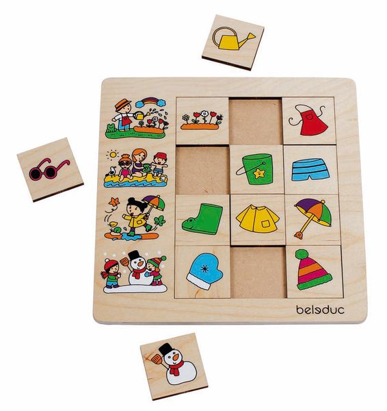 木製パズル, タイルパズル, 夏服パズル, 子ども用ゲーム, 教育玩具