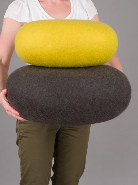 Filz-Sitzkissen Grüngelb/Anthrazit, 38 x 14 cm bzw. 48 x 18 cm