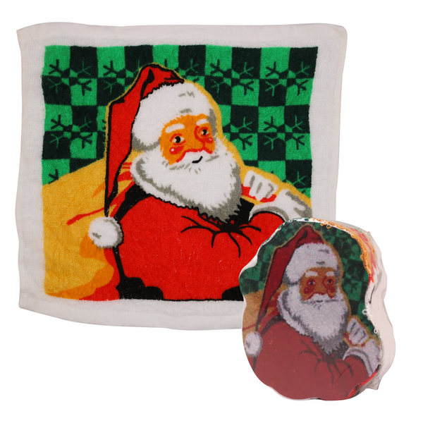Santa Claus, Handtuch, Plüschtier, Feiertagsmotiv, grünes Muster