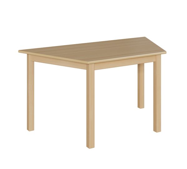 Trapeztisch, 140x70 cm, Dekor Buche, Zarge, Tischbeine aus Holz