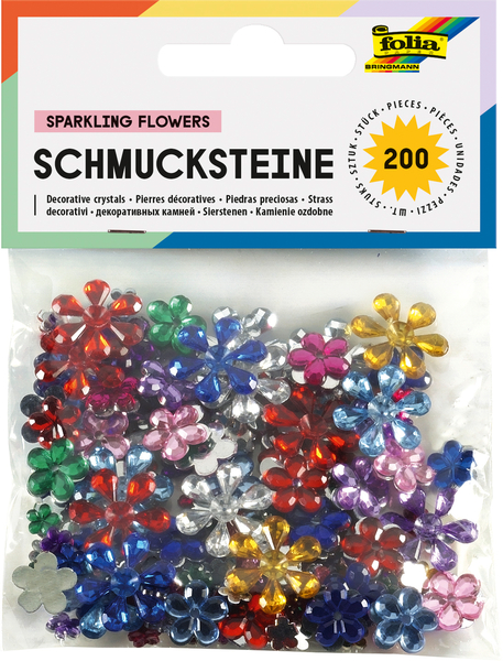 FOLIA Schmucksteine Blumen, 200 Stück