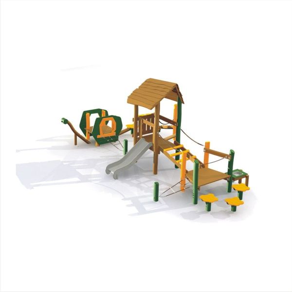  Spielplatz, Klettergerät, Holzspielgerät, Rutschbahn, Sortiments-Set