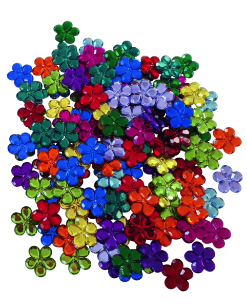Blumenform-Teile, Kunststoff-Blumen, bunte Streudekoration, Schnellverschluss-Deko, Klebe-Deko