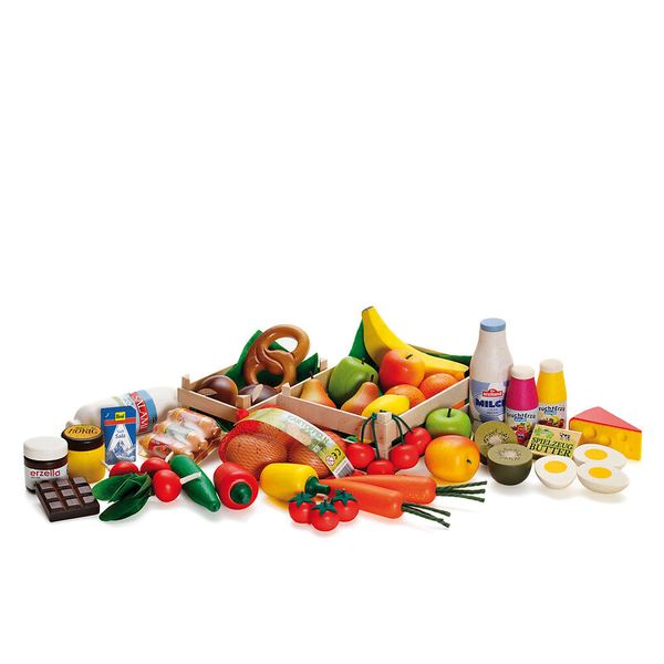 ERZI Sortierung Big Box, Kaufladensortiment aus Holz mit 43 Teilen ERZI Sortierung Big Box, Kaufladensortiment aus Holz mit 43 Teilen